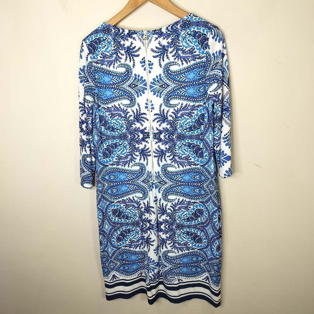 Chico's Blue‎ Floral Dress Stretch Jersey Back Zip - Picture 7 of 9